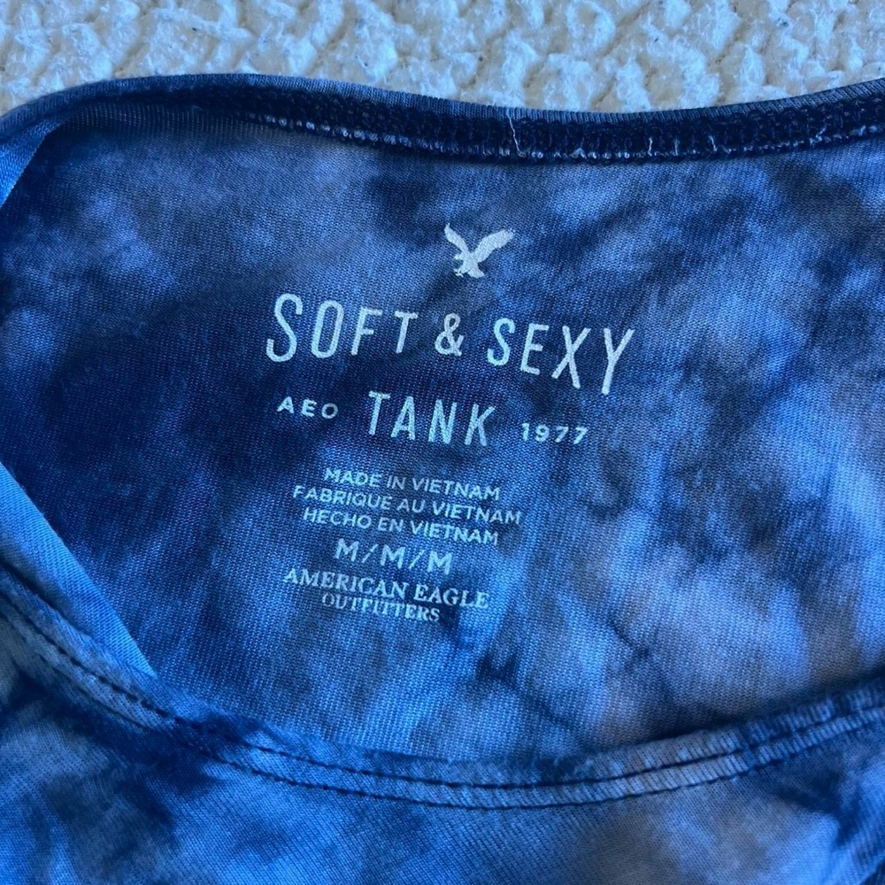 American Eagle Blue Tie-Dye Tank Top